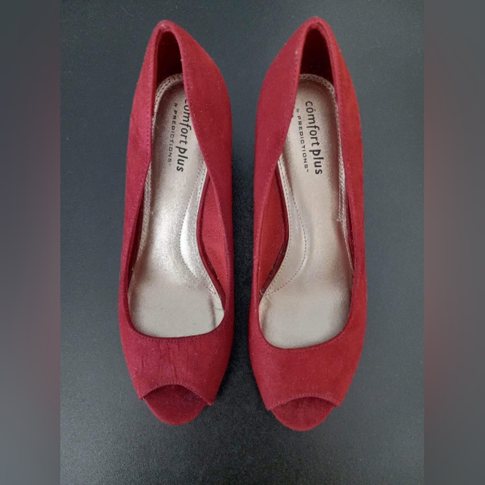 Red Suede Wedges - Picture 2 of 5
